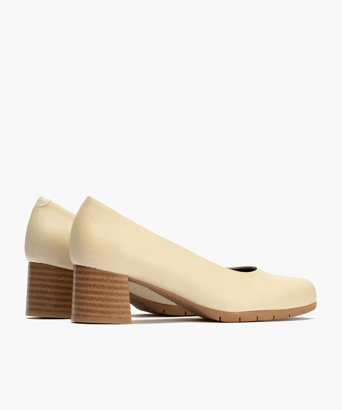 Zapato de Salón Mujer Tacón Medio con Tapas Beige