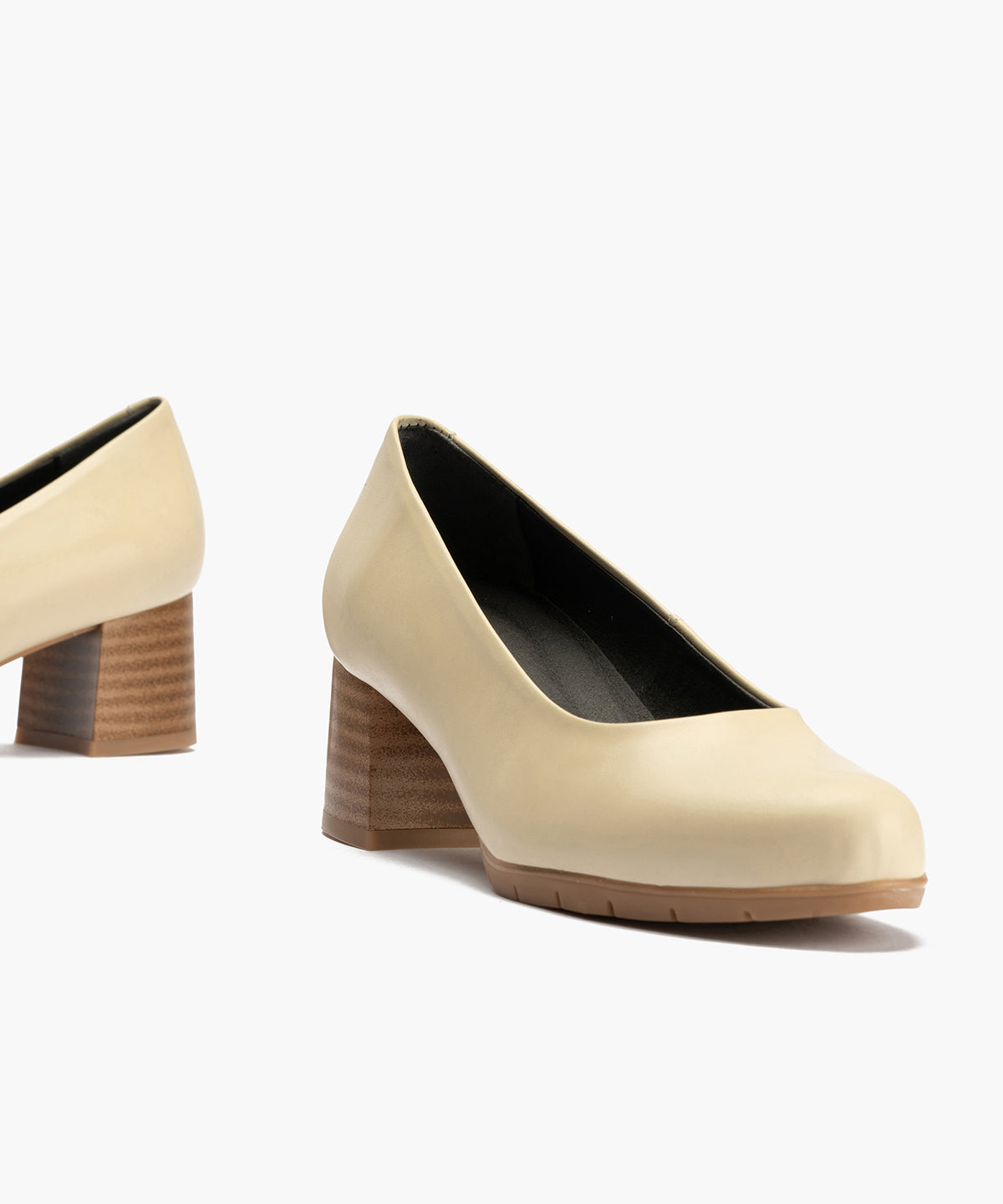 Zapato de Salón Mujer Tacón Medio con Tapas Beige