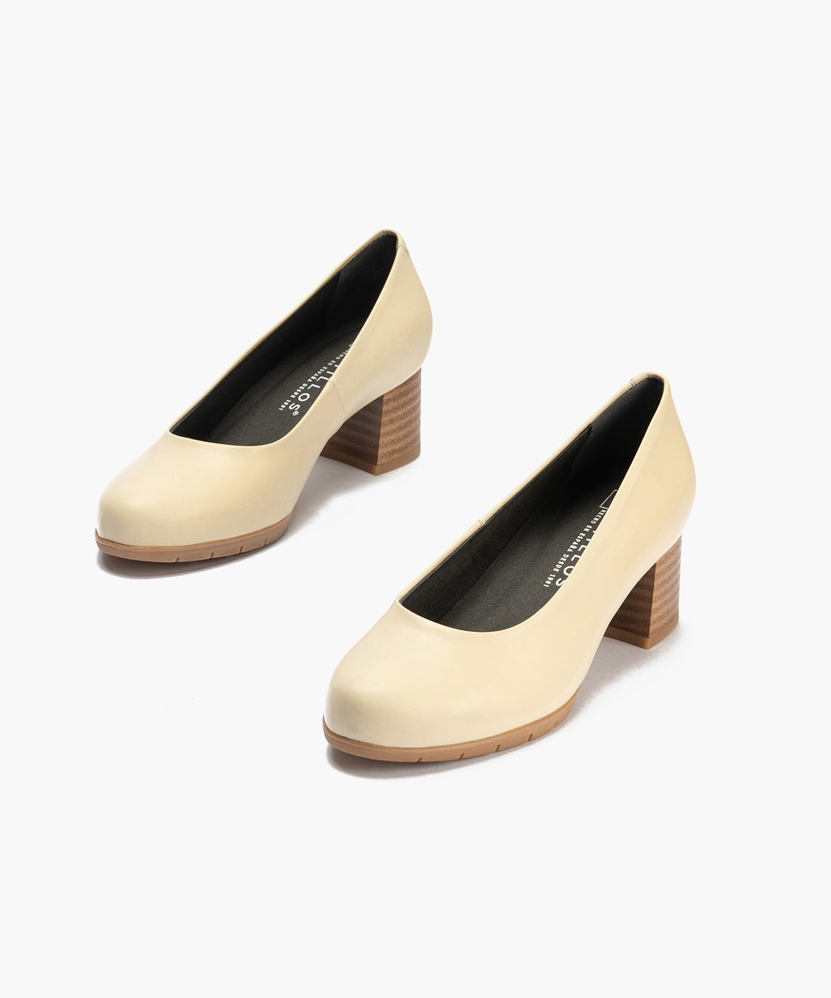 Zapato de Salón Mujer Tacón Medio con Tapas Beige