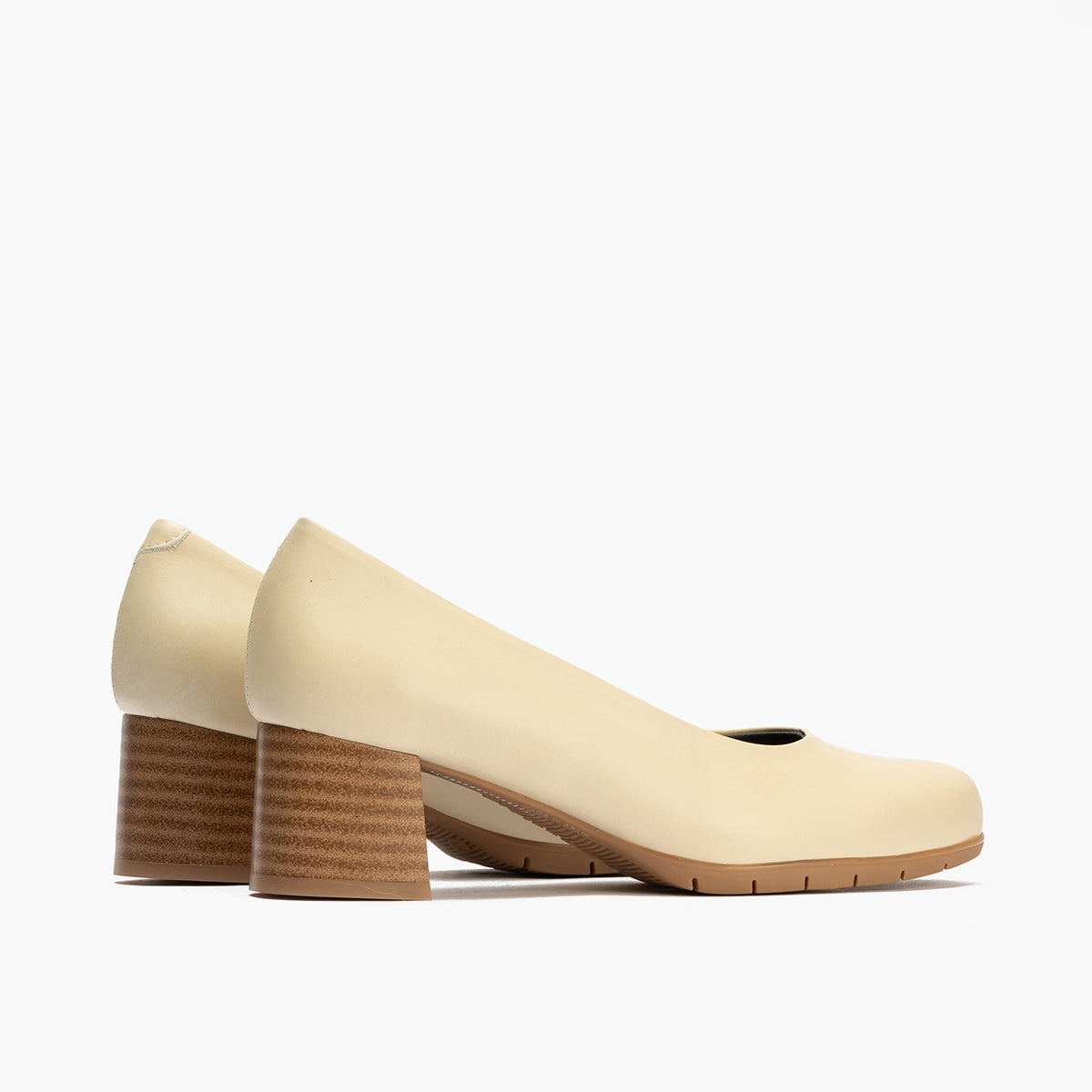 Zapato de Salón Mujer Tacón Medio con Tapas Beige