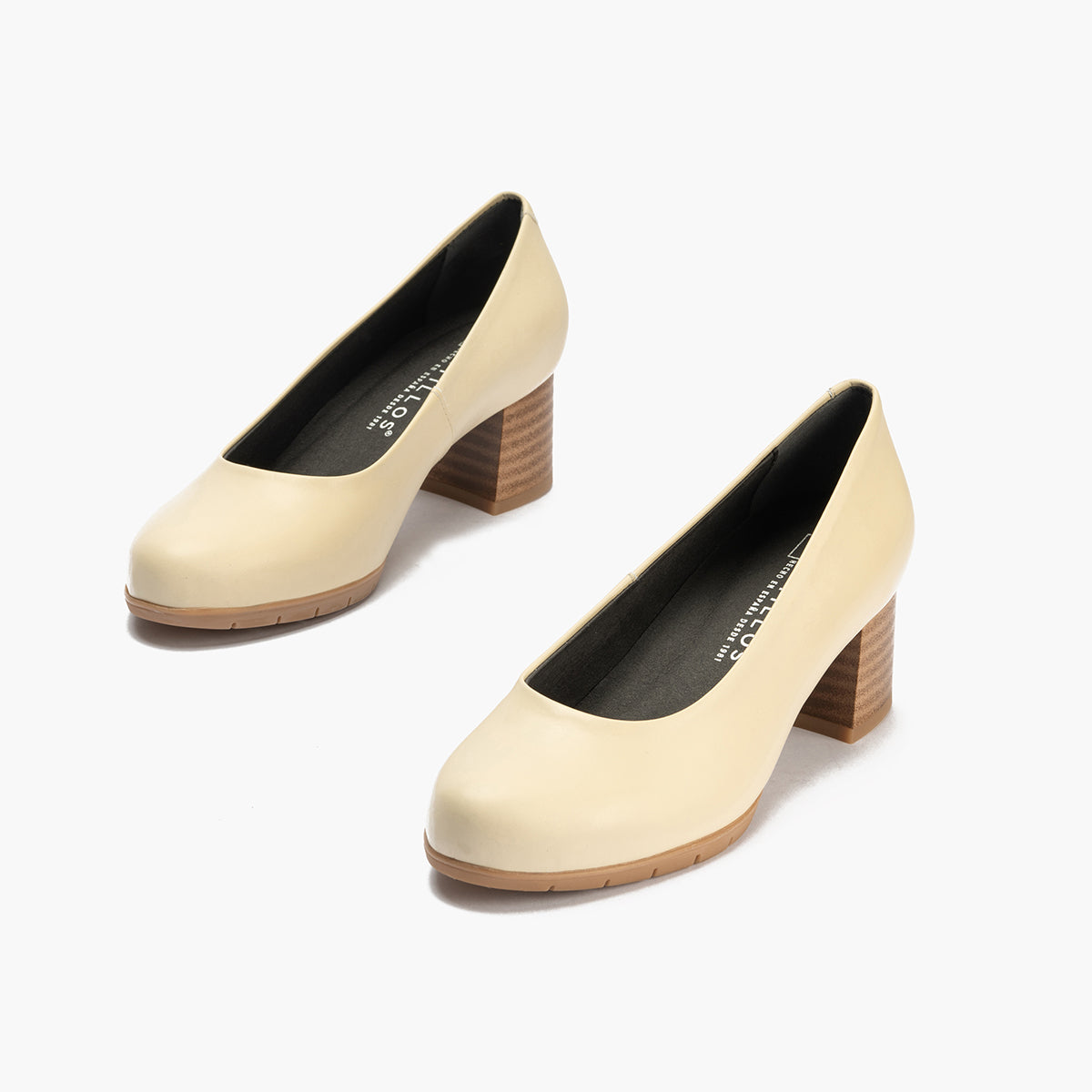 Zapato de Salón Mujer Tacón Medio con Tapas Beige