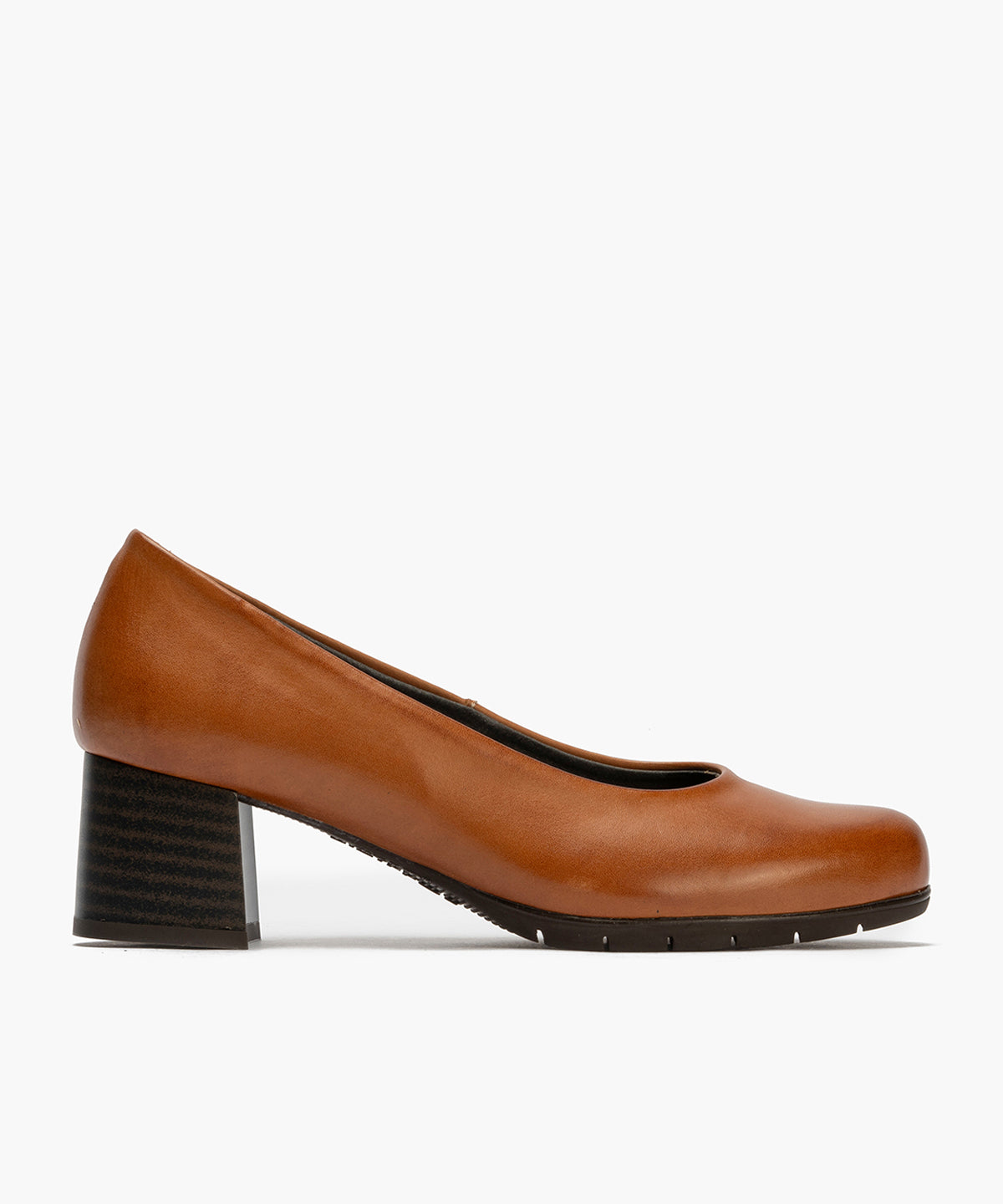 Zapato de Salón Mujer Tacón Medio con Tapas Marrón Claro
