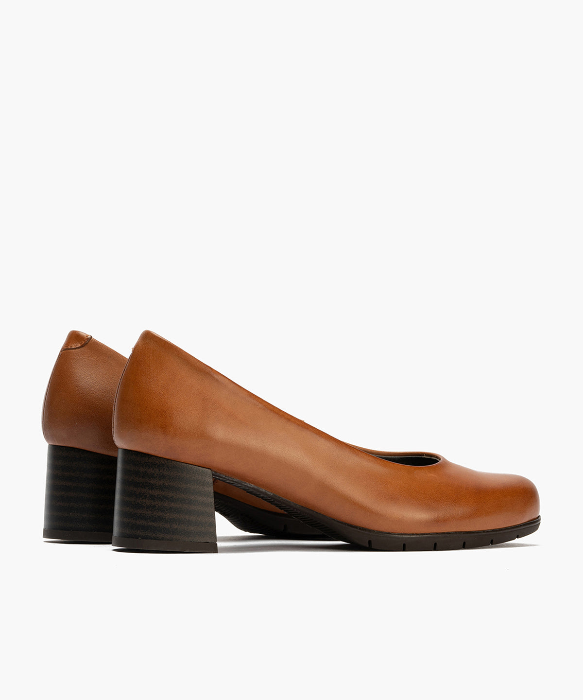 Zapato de Salón Mujer Tacón Medio con Tapas Marrón Claro