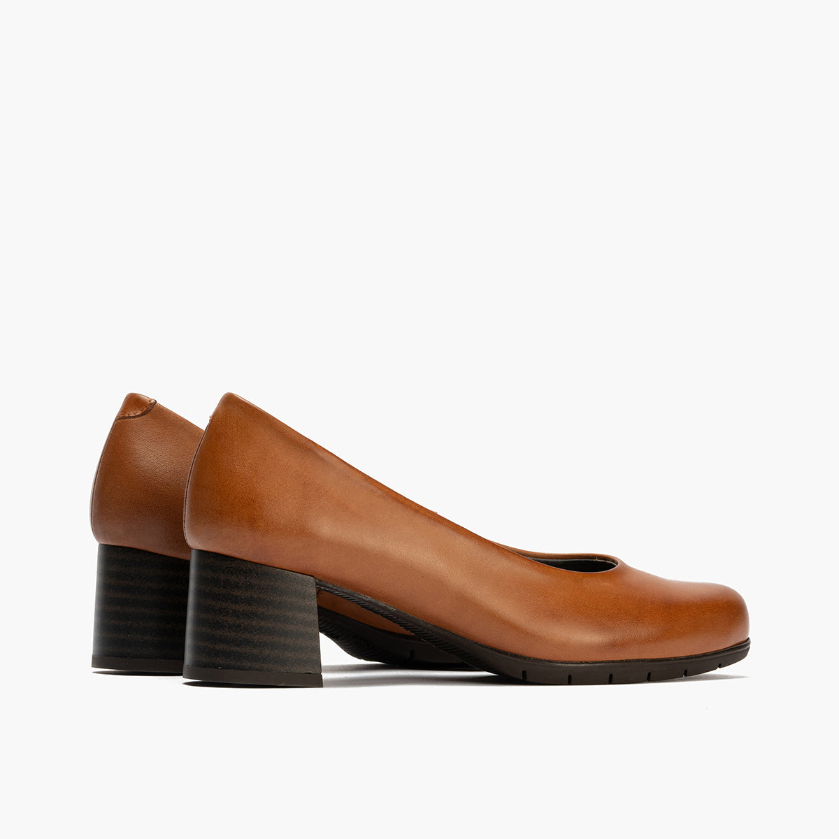 Zapato de Salón Mujer Tacón Medio con Tapas Marrón Claro