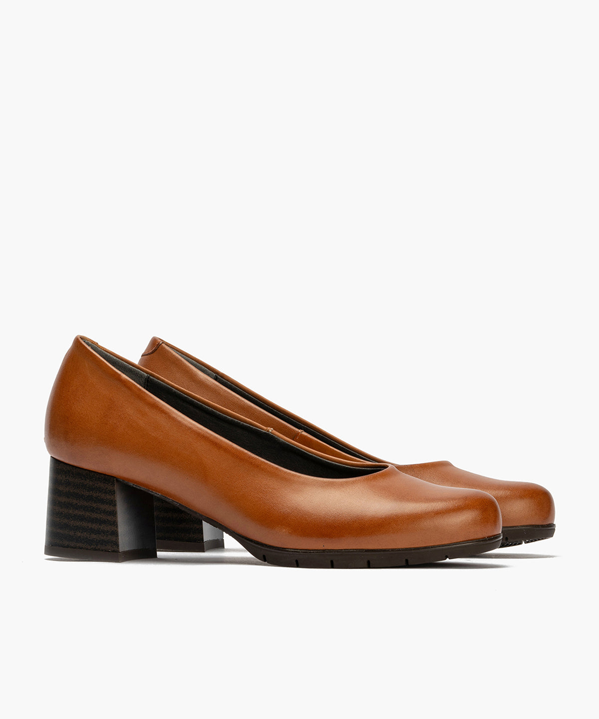 Zapato de Salón Mujer Tacón Medio con Tapas Marrón Claro
