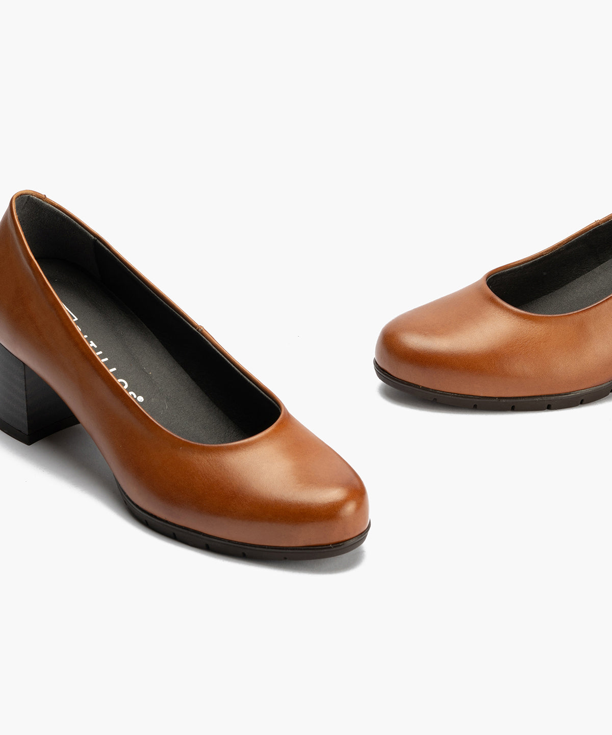 Zapato de Salón Mujer Tacón Medio con Tapas Marrón Claro