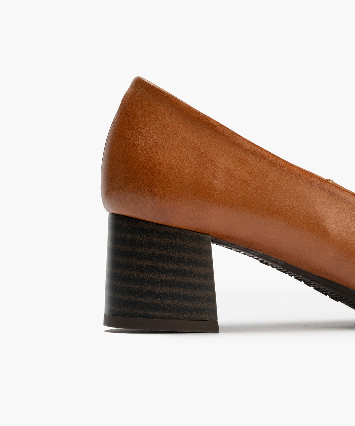 Zapato de Salón Mujer Tacón Medio con Tapas Marrón Claro