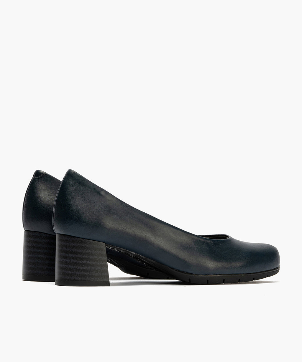 Zapato de Salón Mujer Tacón Medio con Tapas Azul