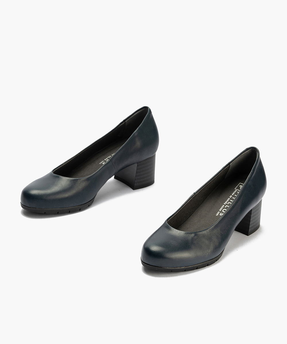 Zapato de Salón Mujer Tacón Medio con Tapas Azul