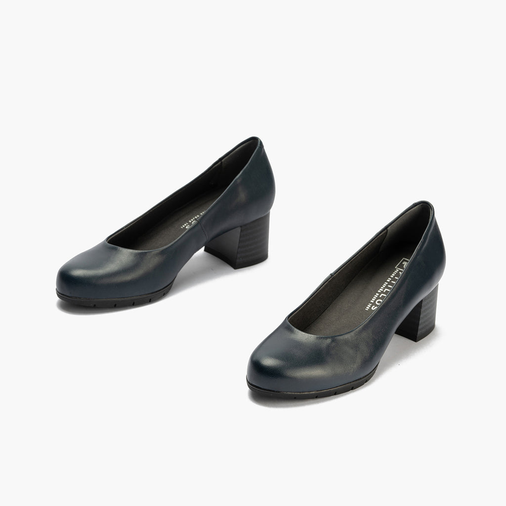 Zapato de Salón Mujer Tacón Medio con Tapas Azul