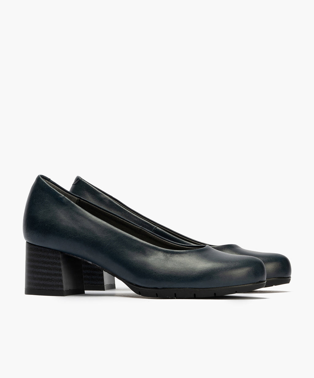 Zapato de Salón Mujer Tacón Medio con Tapas Azul