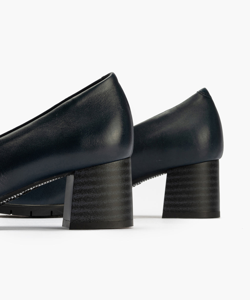Zapato de Salón Mujer Tacón Medio con Tapas Azul