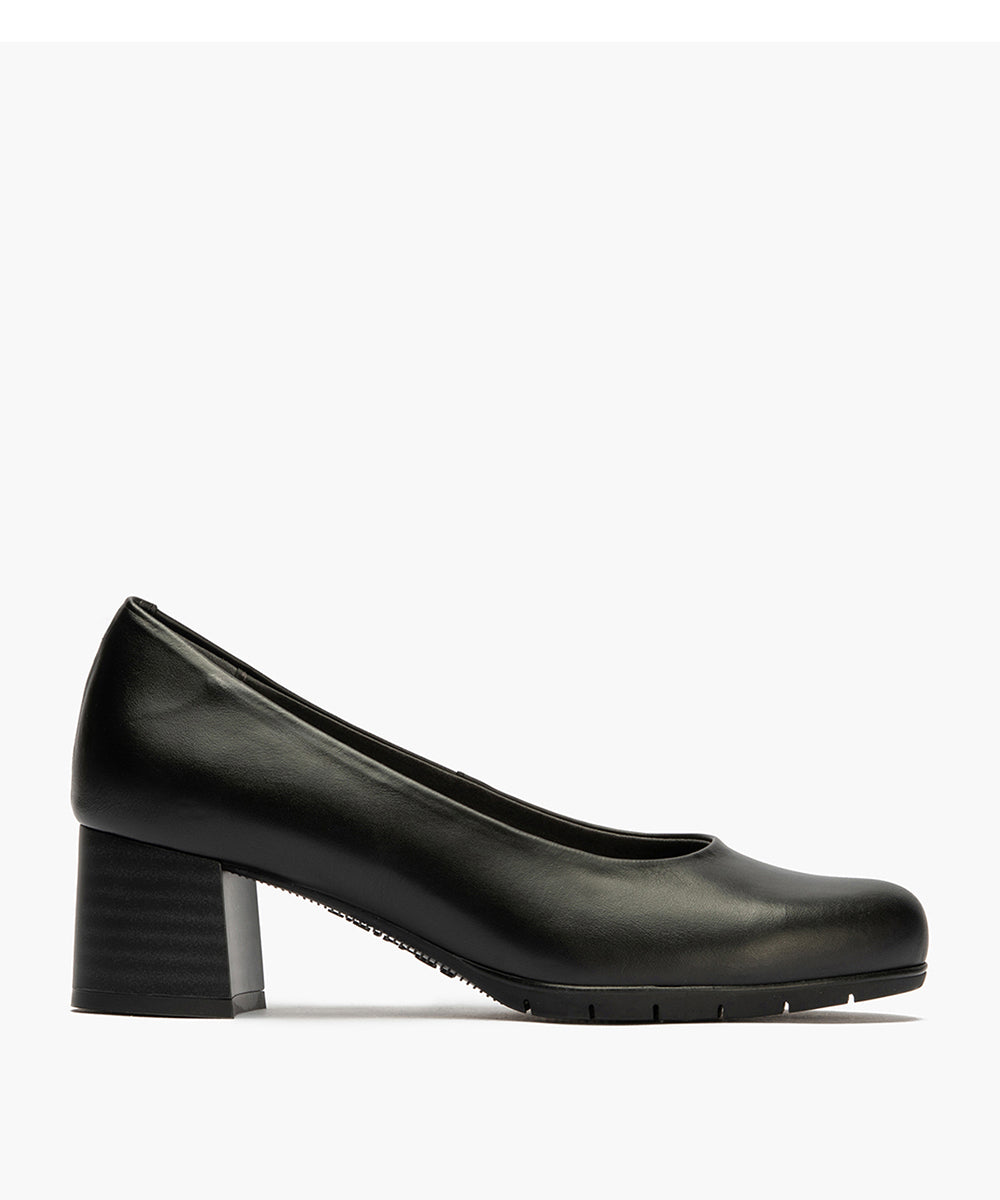 Zapato de Salón Mujer Tacón Medio con Tapas Negro