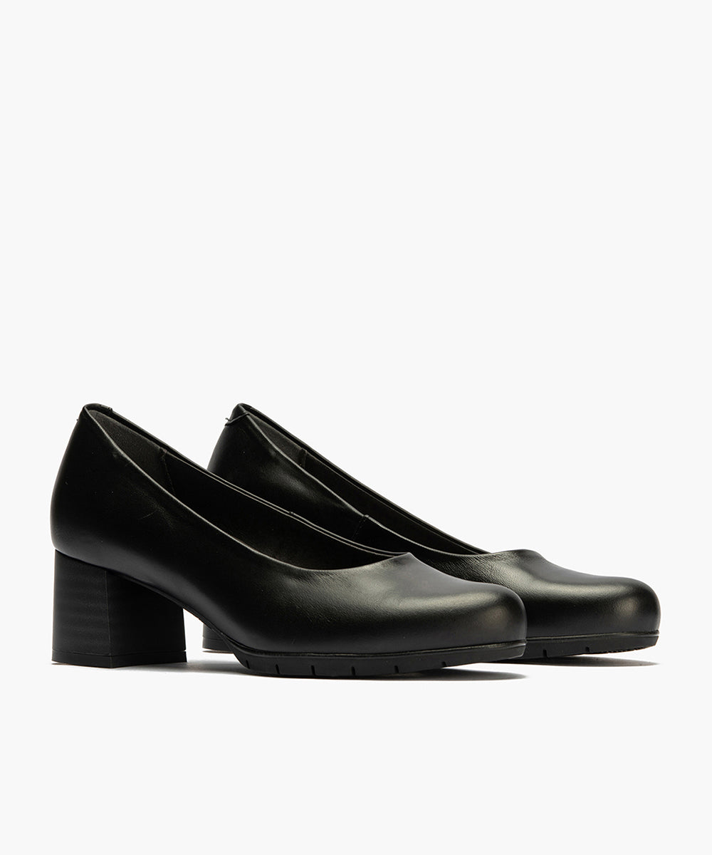 Zapato de Salón Mujer Tacón Medio con Tapas Negro
