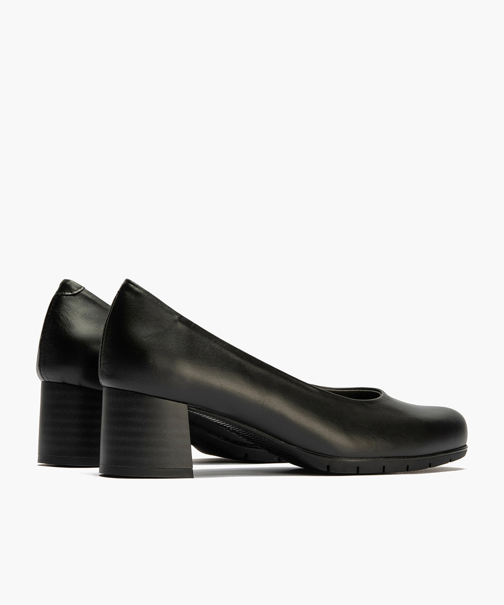 Zapato de Salón Mujer Tacón Medio con Tapas Negro