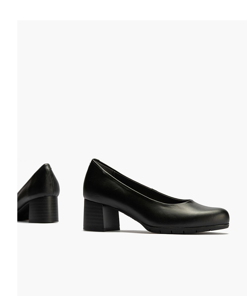Zapato de Salón Mujer Tacón Medio con Tapas Negro