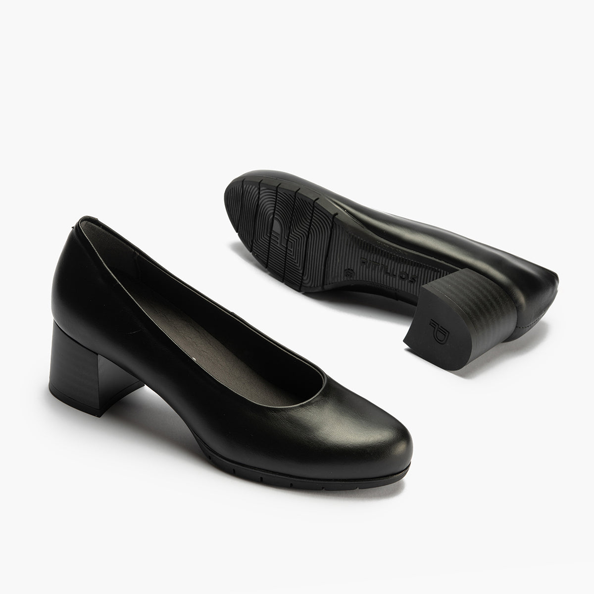 Zapato de Salón Mujer Tacón Medio con Tapas Negro