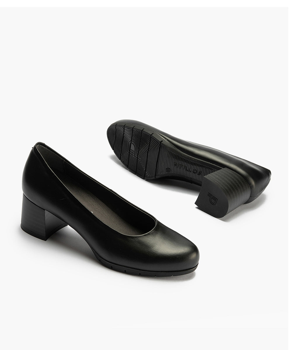 Zapato de Salón Mujer Tacón Medio con Tapas Negro