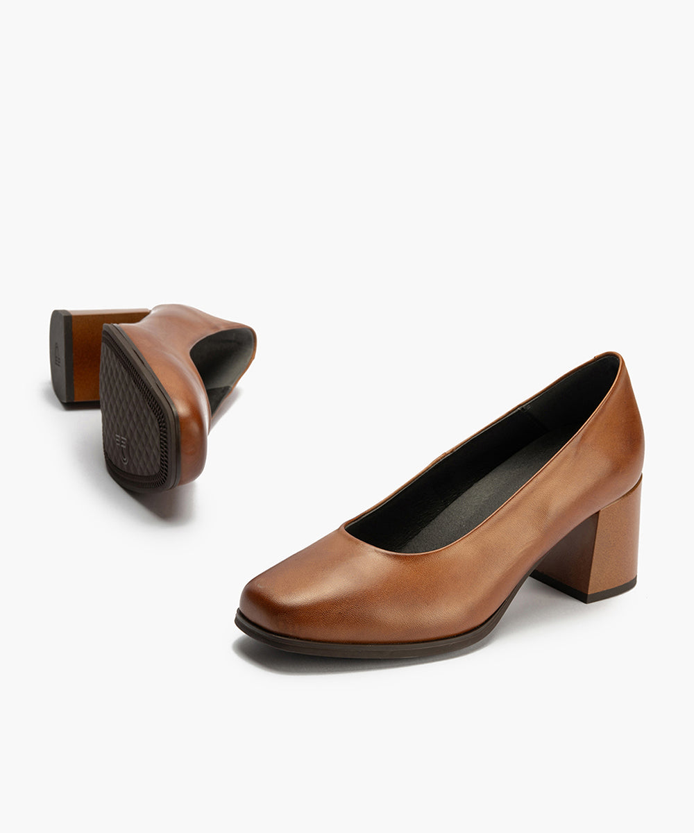 Zapato de Salón Mujer Tacón Alto Marrón Claro