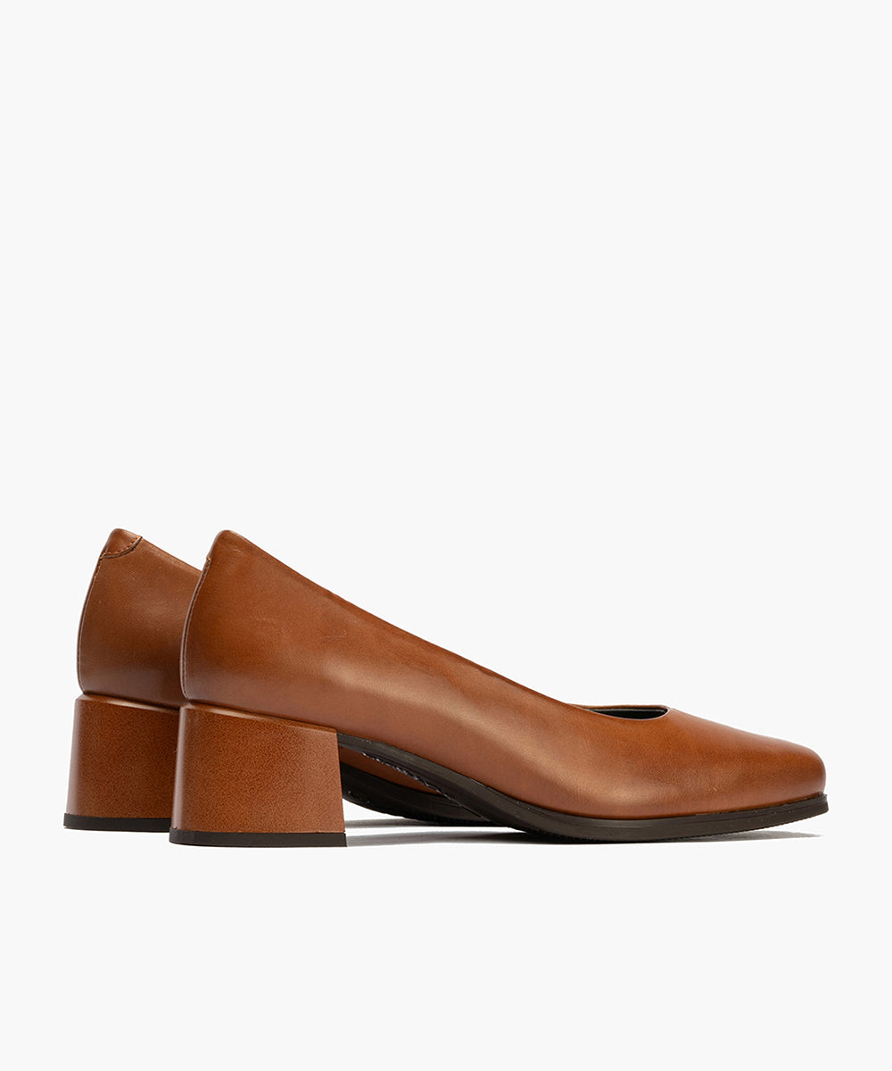 Zapato de Salón Mujer Tacón Medio Marrón Claro