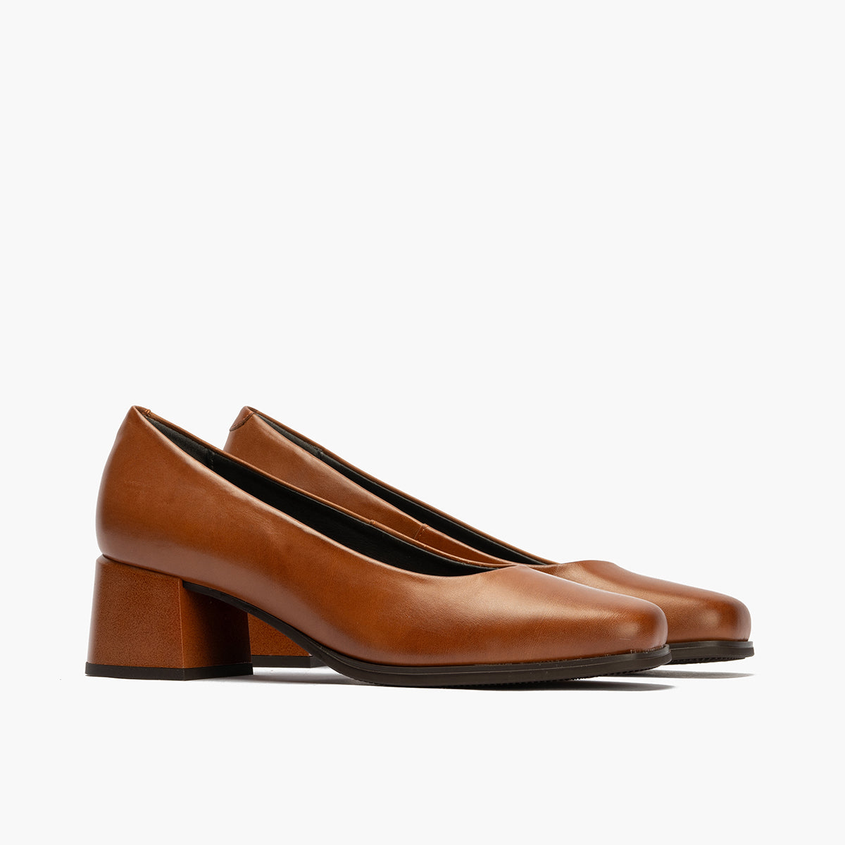 Zapato de Salón Mujer Tacón Medio Marrón Claro