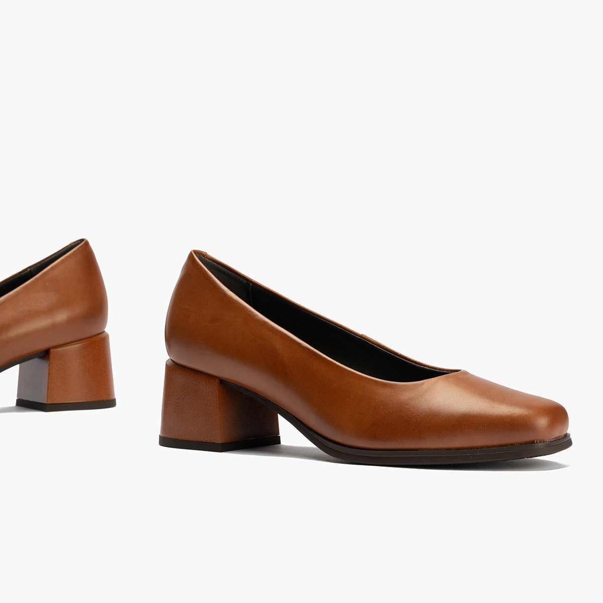 Zapato de Salón Mujer Tacón Medio Marrón Claro