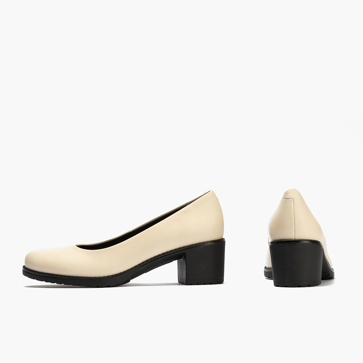 Zapato de Salón Clásico Tacón Medio Beige