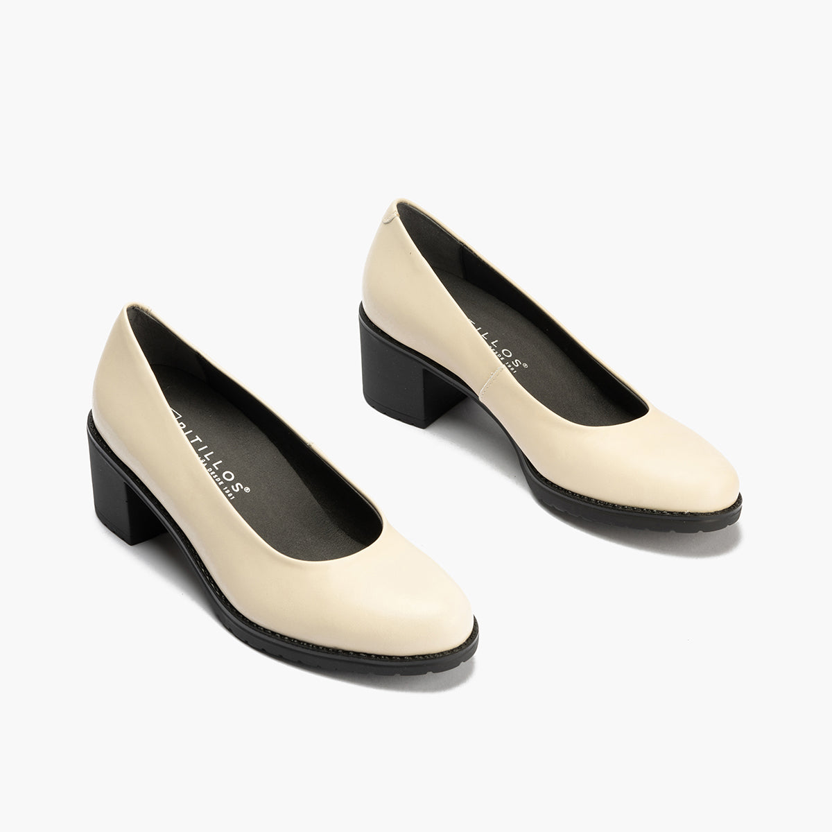 Zapato de Salón Clásico Tacón Medio Beige
