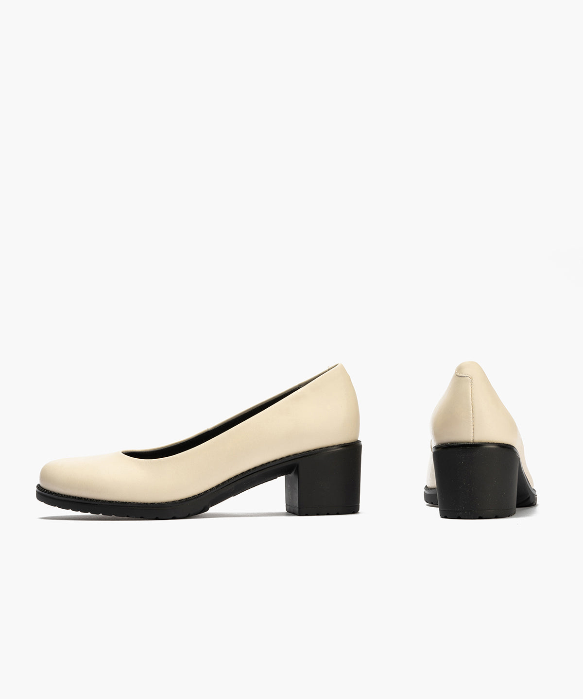 Zapato de Salón Clásico Tacón Medio Beige