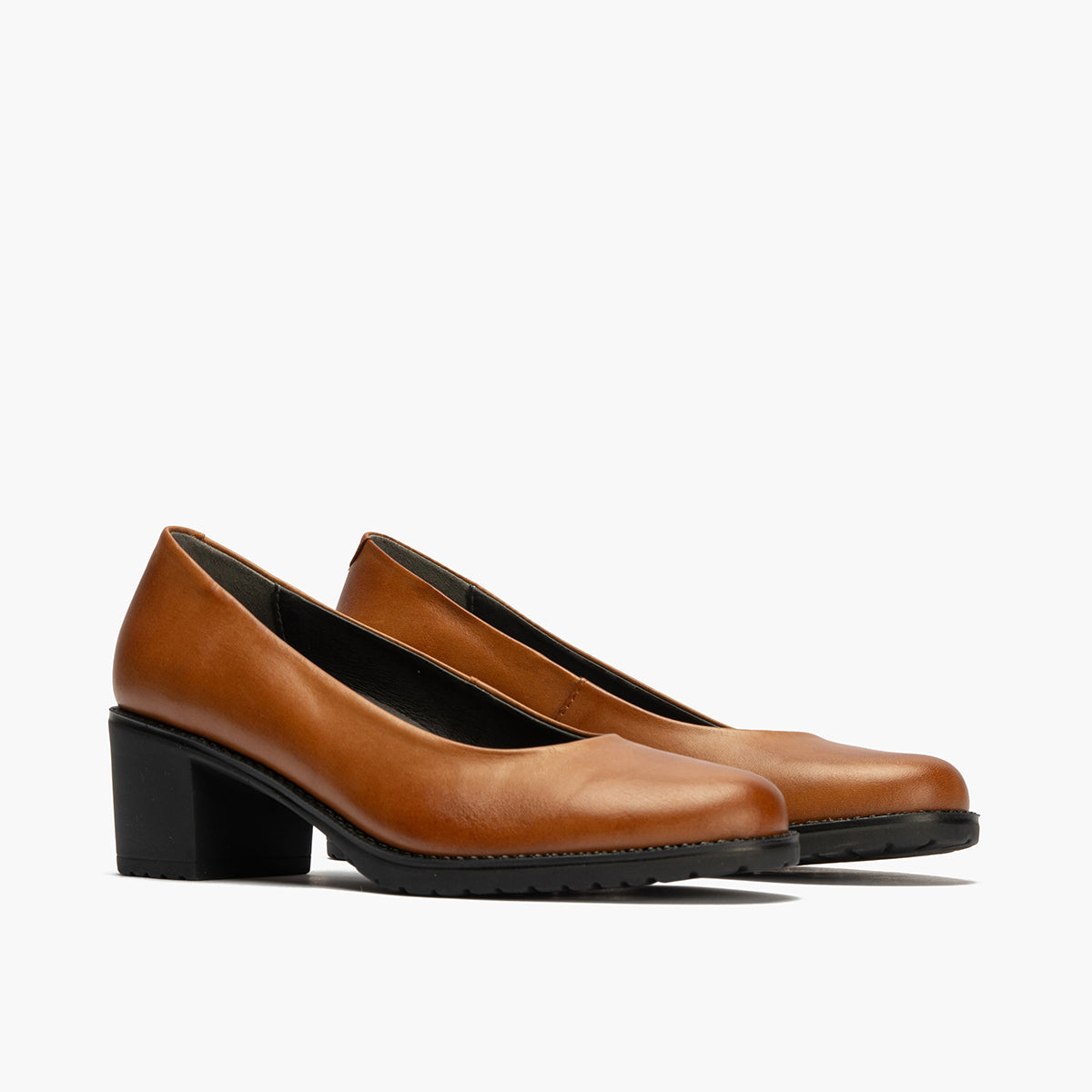 Zapato de Salón Clásico Tacón Medio Marrón Claro