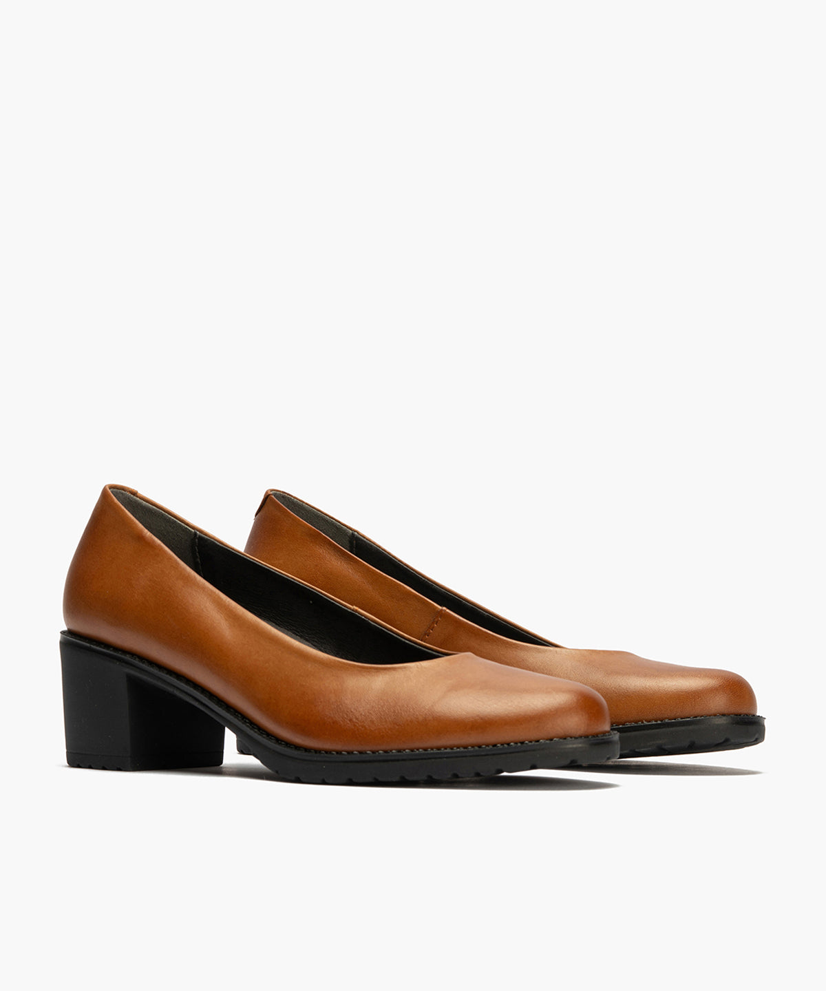 Zapato de Salón Clásico Tacón Medio Marrón Claro