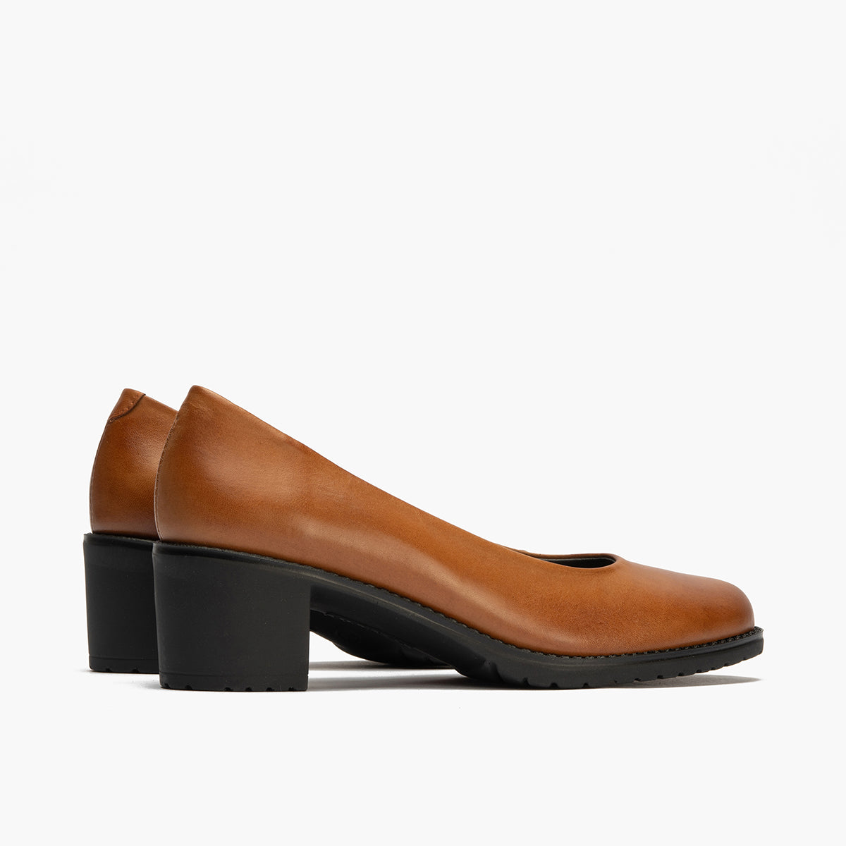 Zapato de Salón Clásico Tacón Medio Marrón Claro