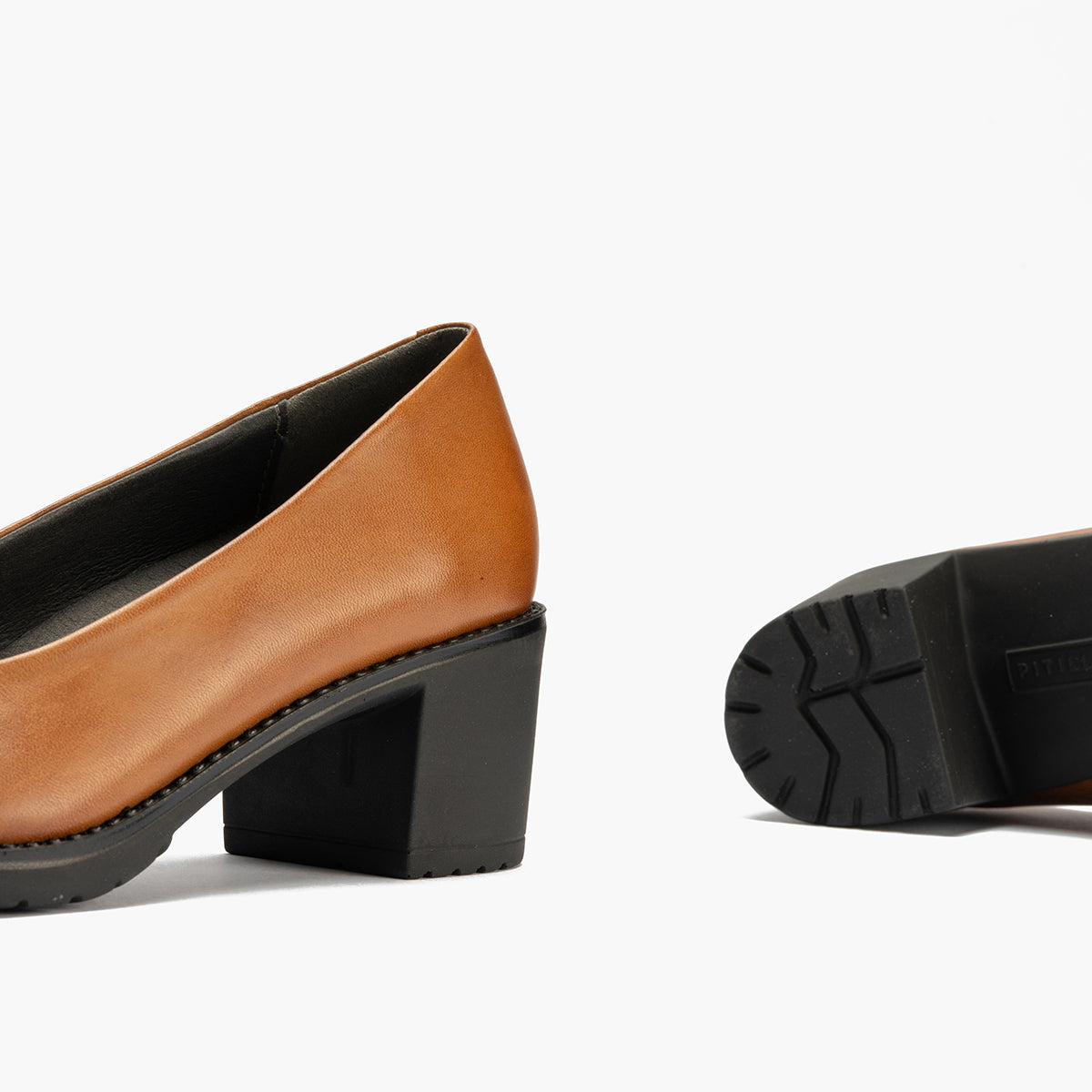 Zapato de Salón Clásico Tacón Medio Marrón Claro