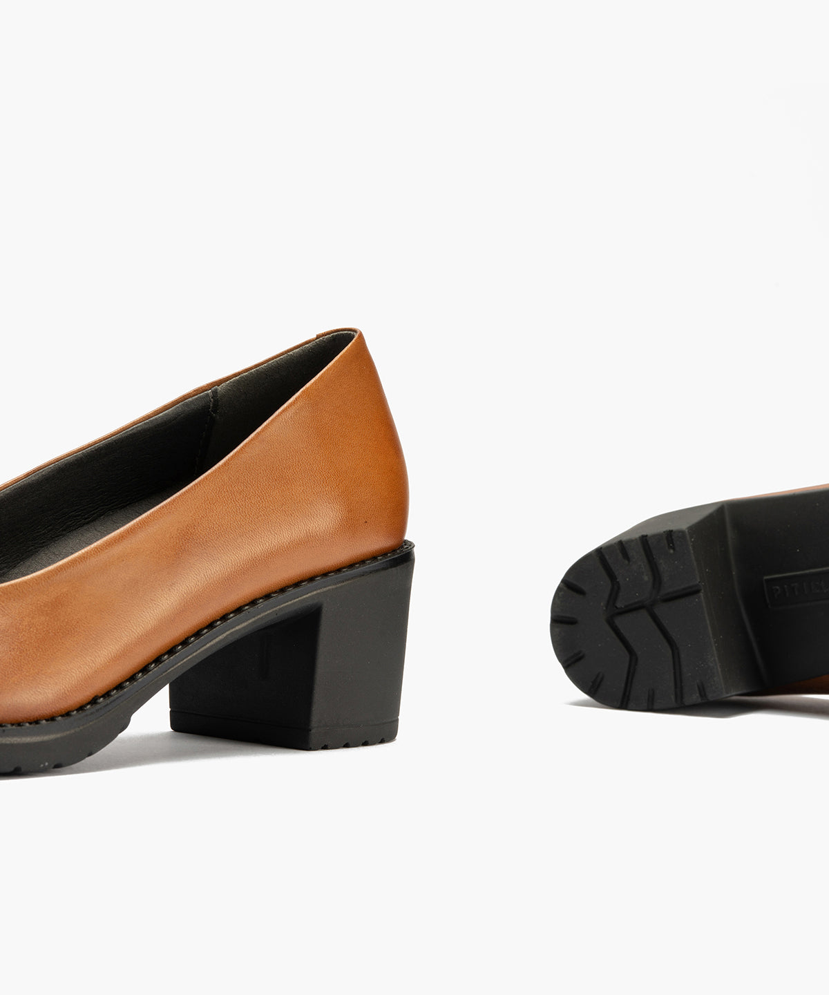 Zapato de Salón Clásico Tacón Medio Marrón Claro