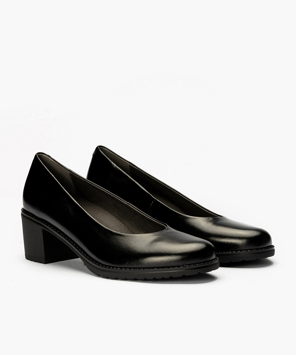 Zapato de Salón Clásico Tacón Medio Negro