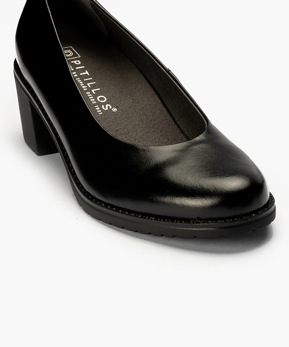Zapato de Salón Clásico Tacón Medio Negro