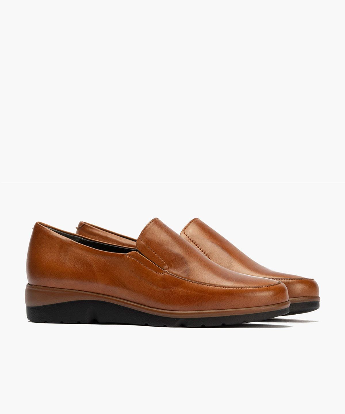 Mocasín Mujer Cuña Baja Marrón Claro