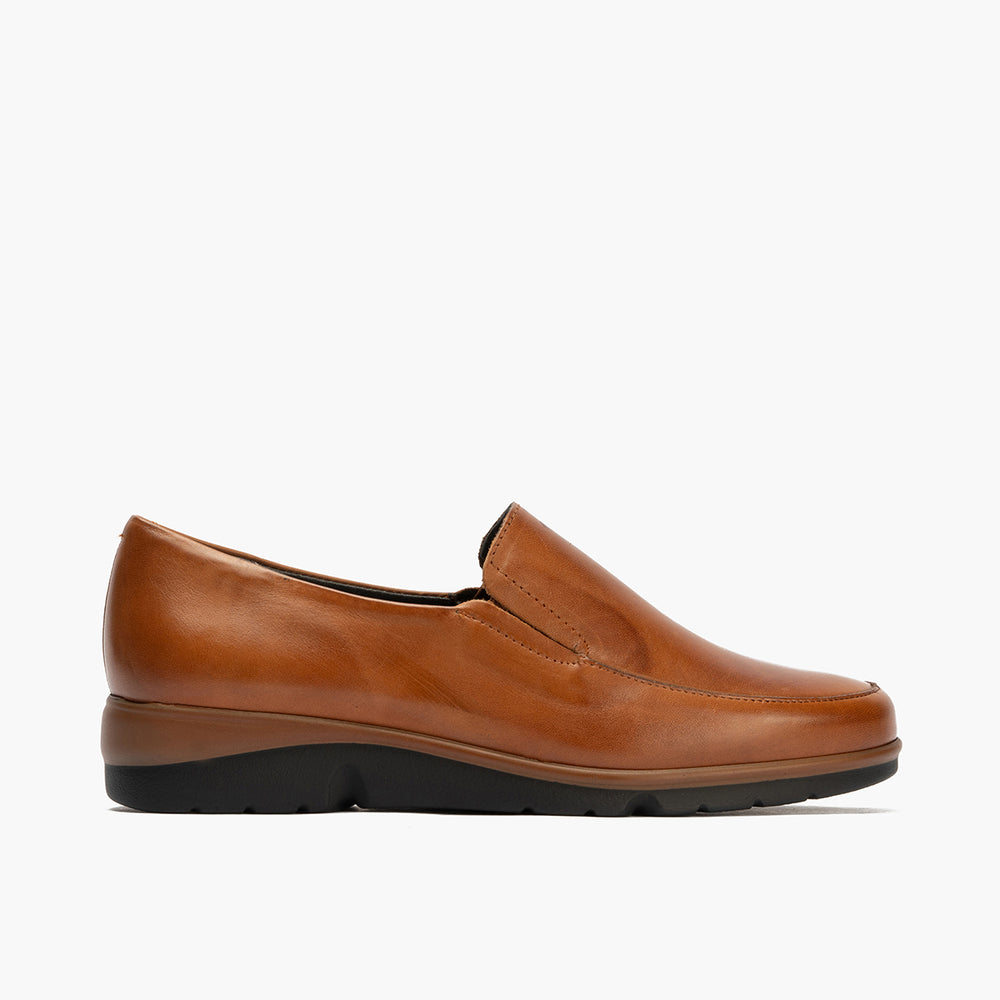 Mocasín Mujer Cuña Baja Marrón Claro