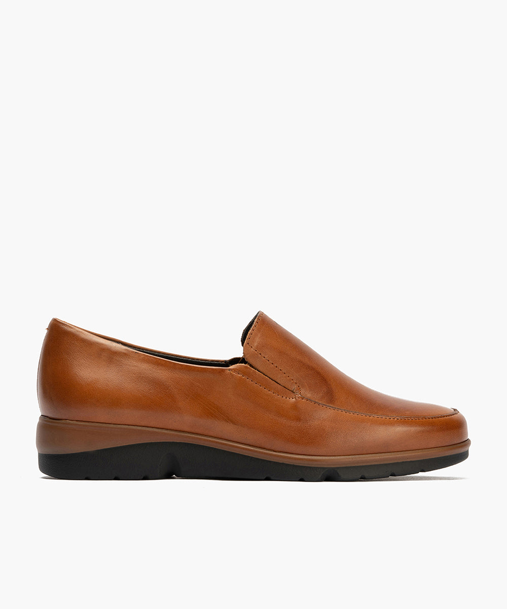 Mocasín Mujer Cuña Baja Marrón Claro
