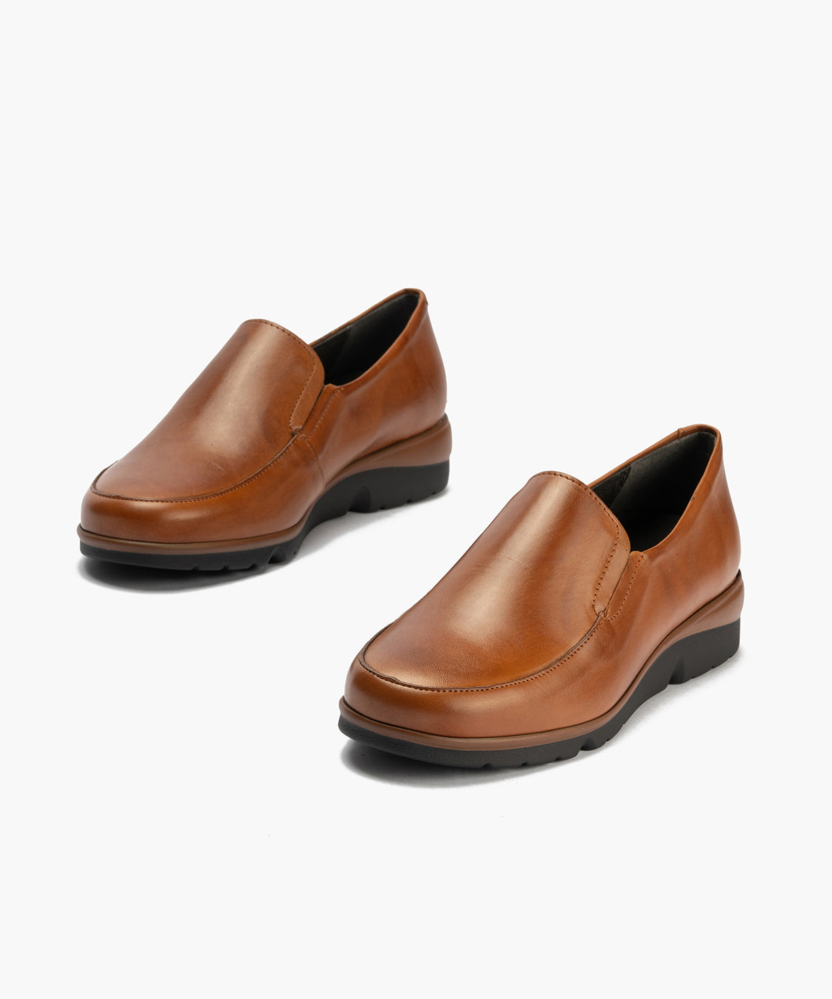 Mocasín Mujer Cuña Baja Marrón Claro