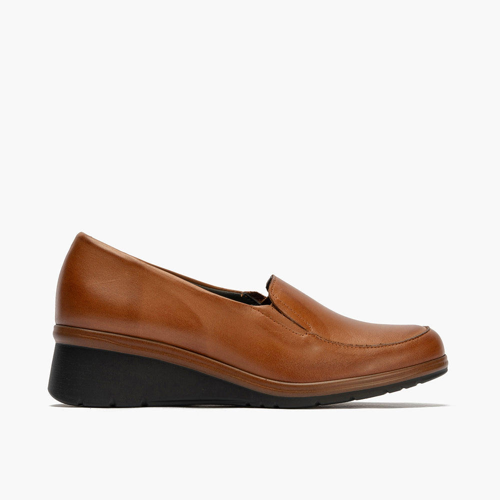 Mocasín Mujer Cuña Media Marrón Claro