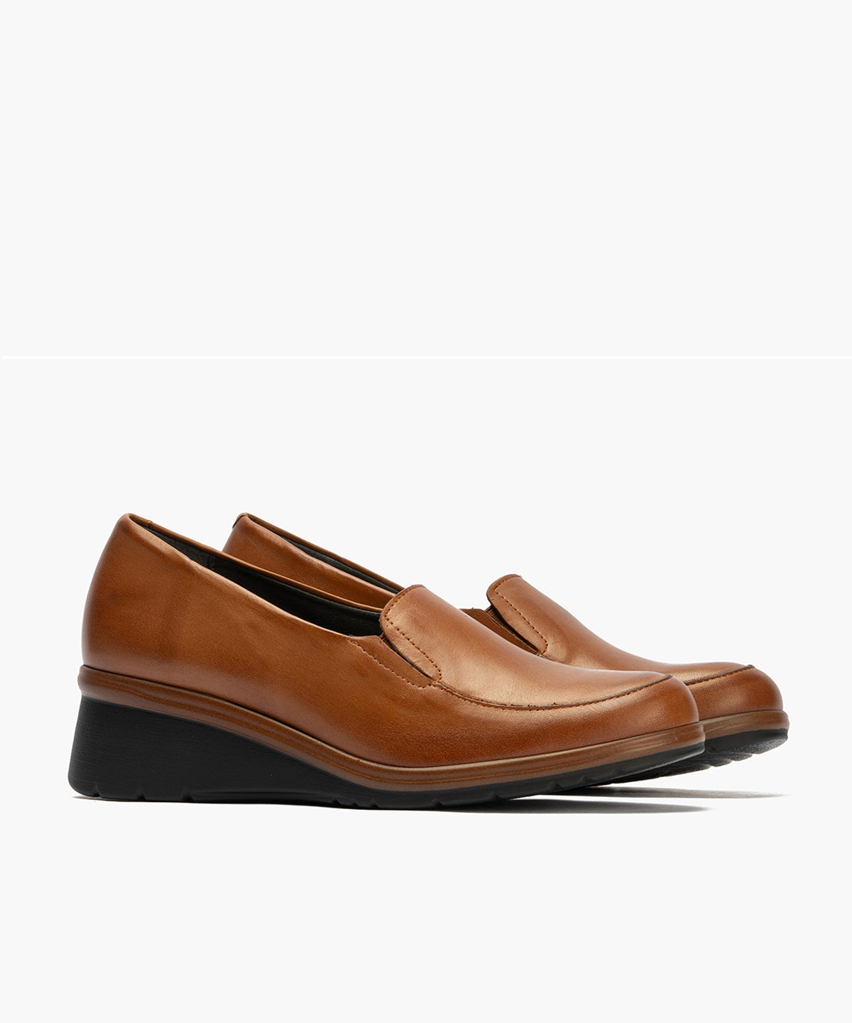 Mocasín Mujer Cuña Media Marrón Claro