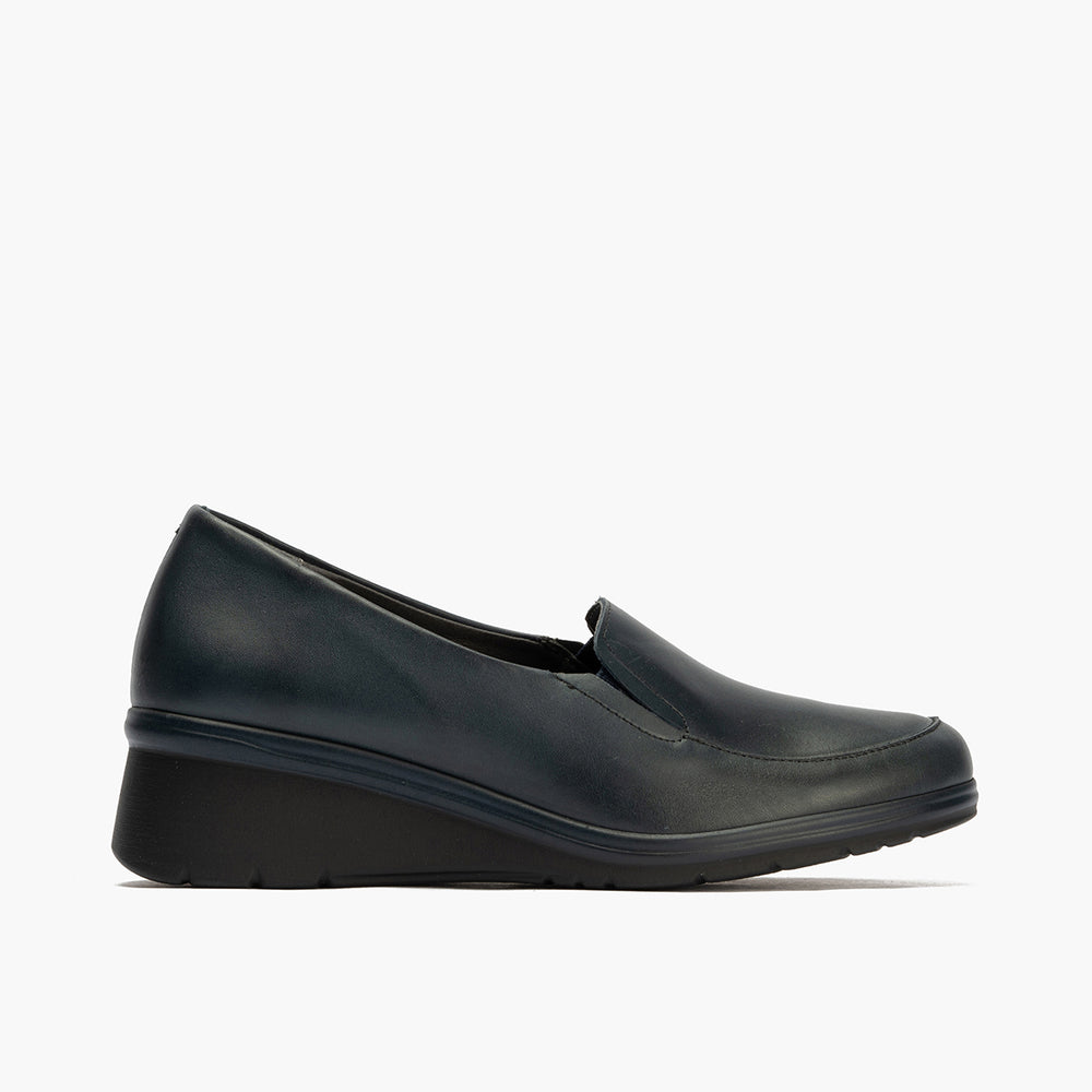 Mocasín Mujer Cuña Media Azul