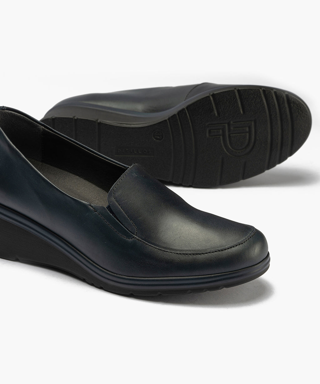 Mocasín Mujer Cuña Media Azul