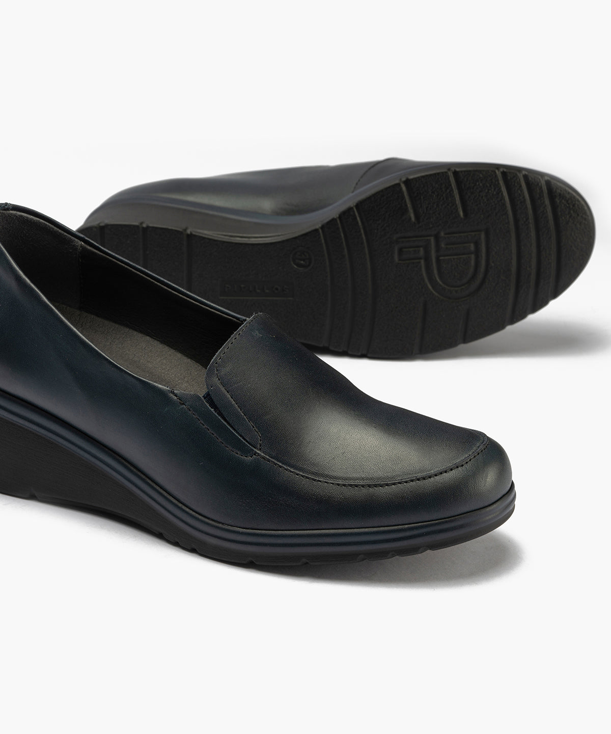 Mocasín Mujer Cuña Media Azul