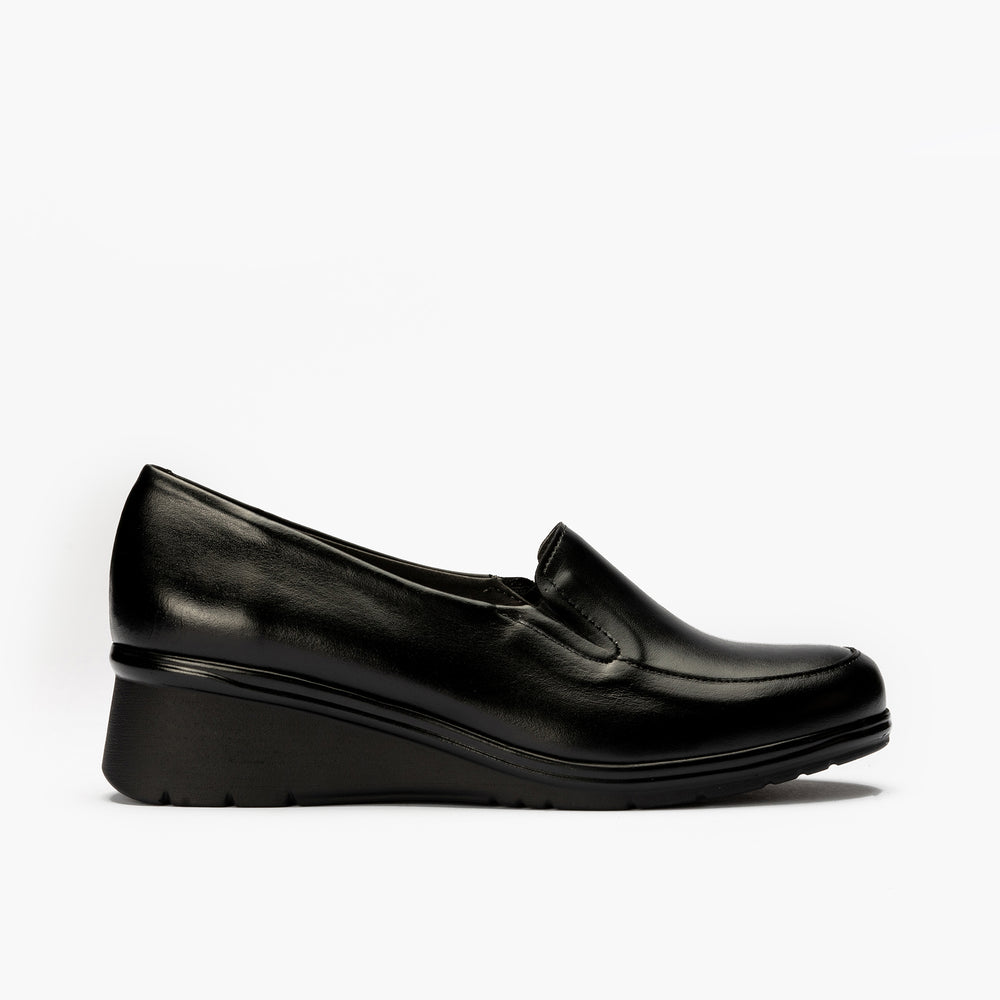 Mocasín Mujer Cuña Lisa Negro
