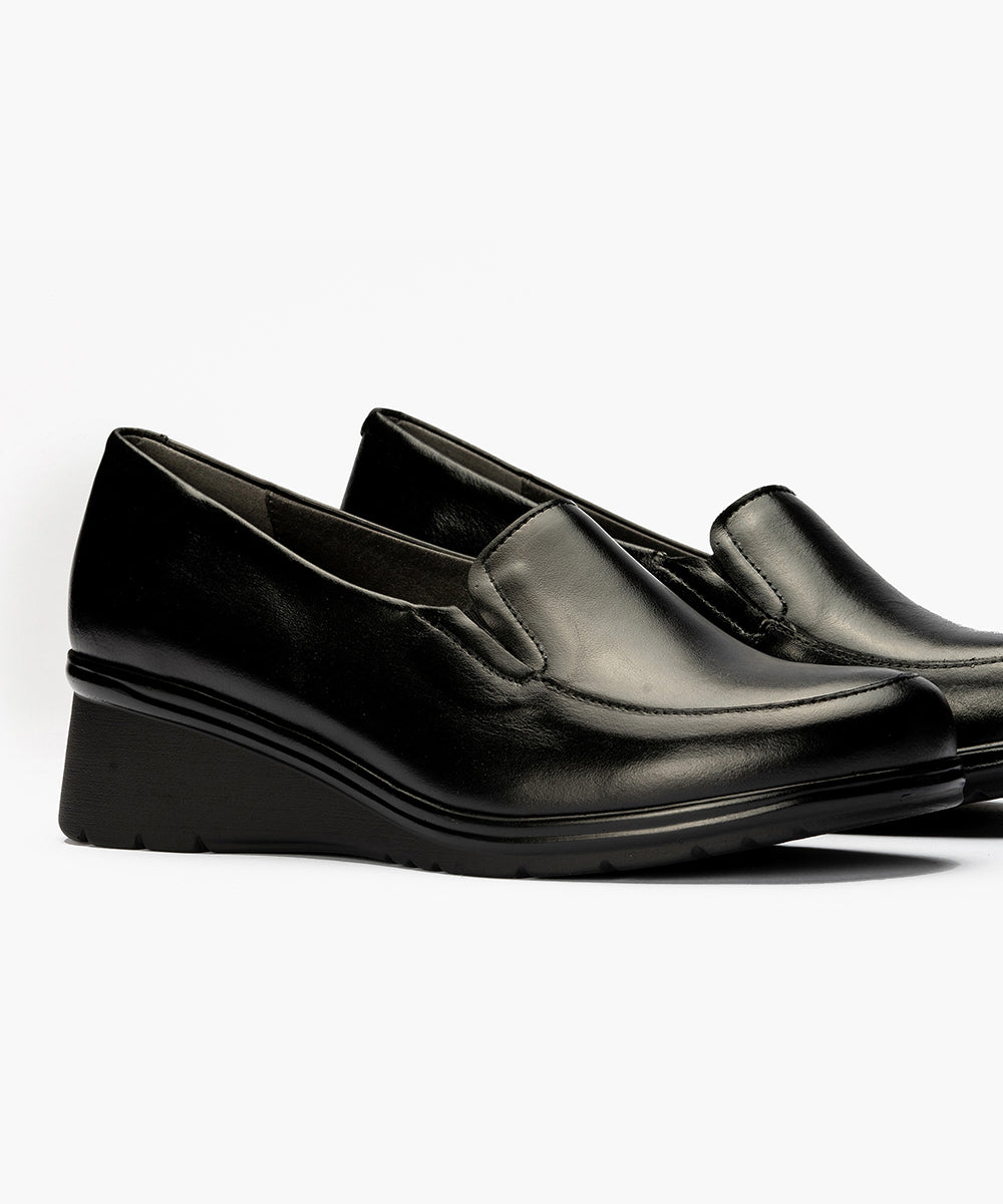 Mocasín Mujer Cuña Lisa Negro