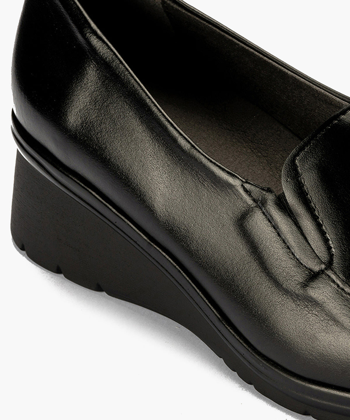 Mocasín Mujer Cuña Lisa Negro