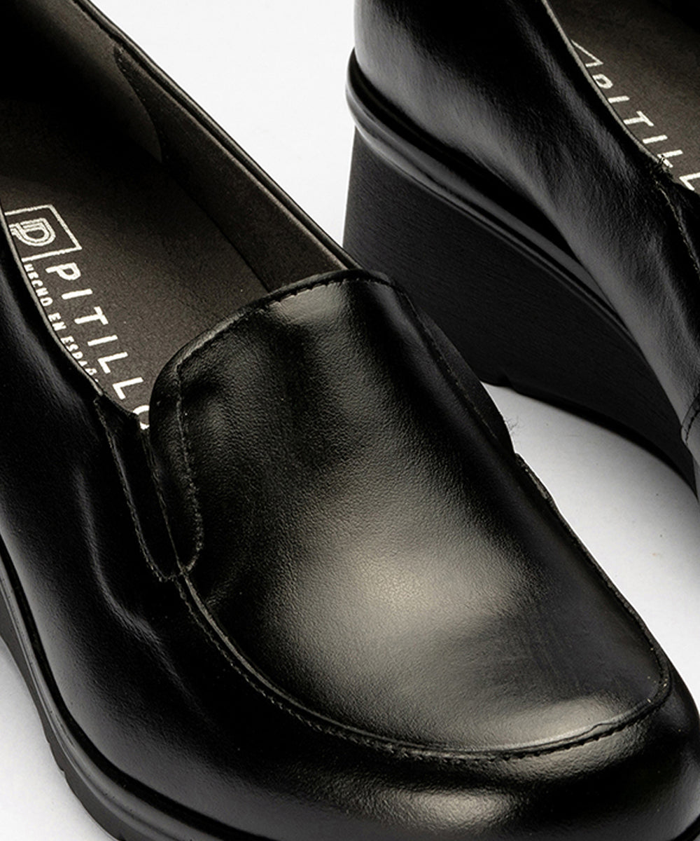 Mocasín Mujer Cuña Lisa Negro