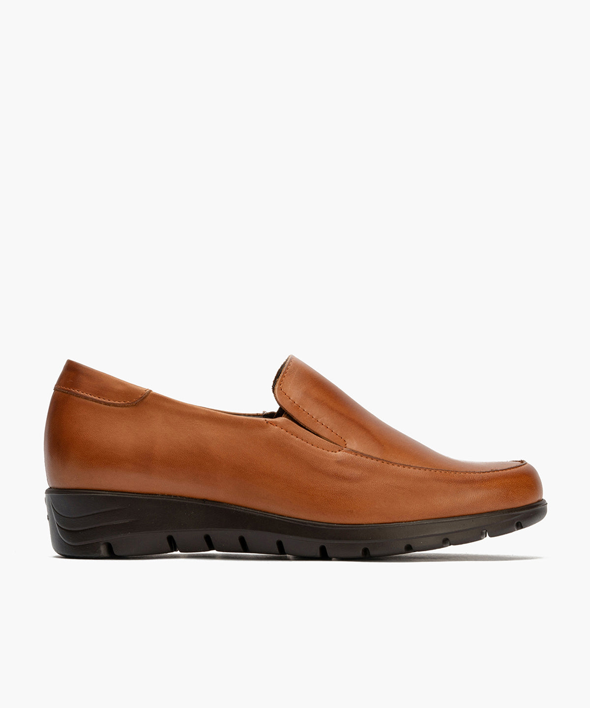 Mocasín Mujer Cuña Baja Marrón Claro